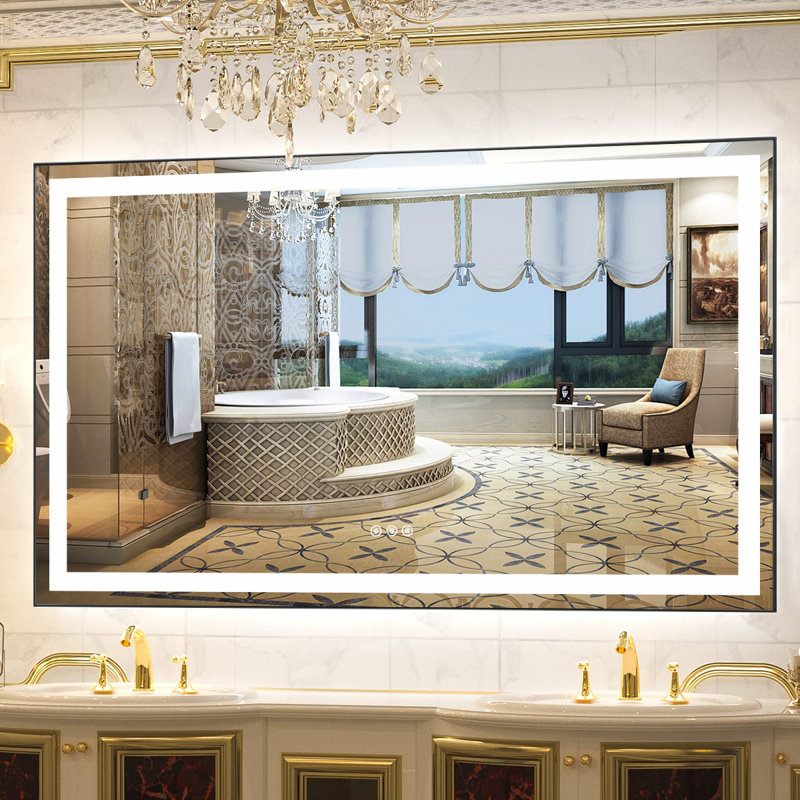 FB Eleen Rectangular Frame Modern High Lumen Vintage LED Light AntiFog Bathroom Mirror